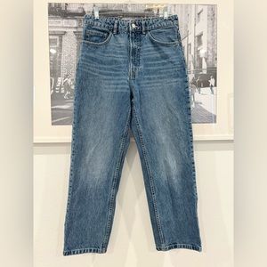 Zara 100% cotton Denim Jeans, mom jeans, high rise straight leg | 6 / 28